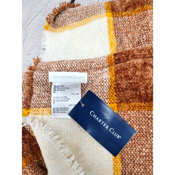 CHARTER CLUB Womens Ivory Woven Chenille Loop Fringed Infinity Scarf - Picture 3 of 5